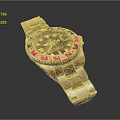 Stylish Metal Strap Watch With Black Dial And Pink Red Bezel Design