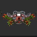 Fantastical Creature Art With Multiple Eyes Open Mouth Red Heart And Mechanical Tentacles