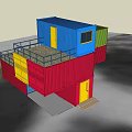 Colorful Container Stacked Detached House With Balcony Garage Door And Modern Design
