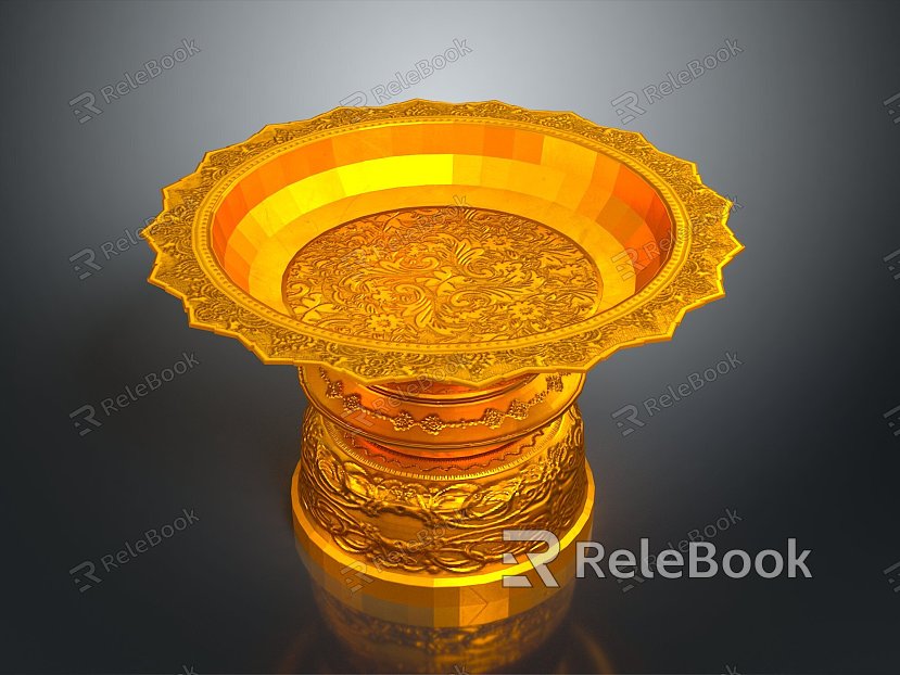 Gold ornaments bronze mirror bronze tableware bronze dinner plate gold plate gold bowl gold tableware model