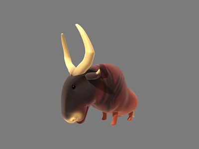 Cartoon Horned Reptile 3D Model With Brown Red Body And Light Belly 3d model