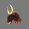 Cartoon Horned Reptile 3D Model With Brown Red Body And Light Belly