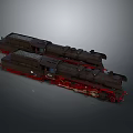 Vintage Steam Train Model With Black Red Details And Double Locomotive On Dark Background