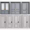 Modern Gray Security Doors With Various Panel Designs And Handles 3d model