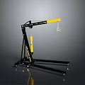 Portable Lifting Crane With Black Frame Yellow Boom And Chain Hook