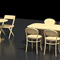 Simple Wooden Furniture Set With Round Table Folding Chairs And Rectangular Dining Table