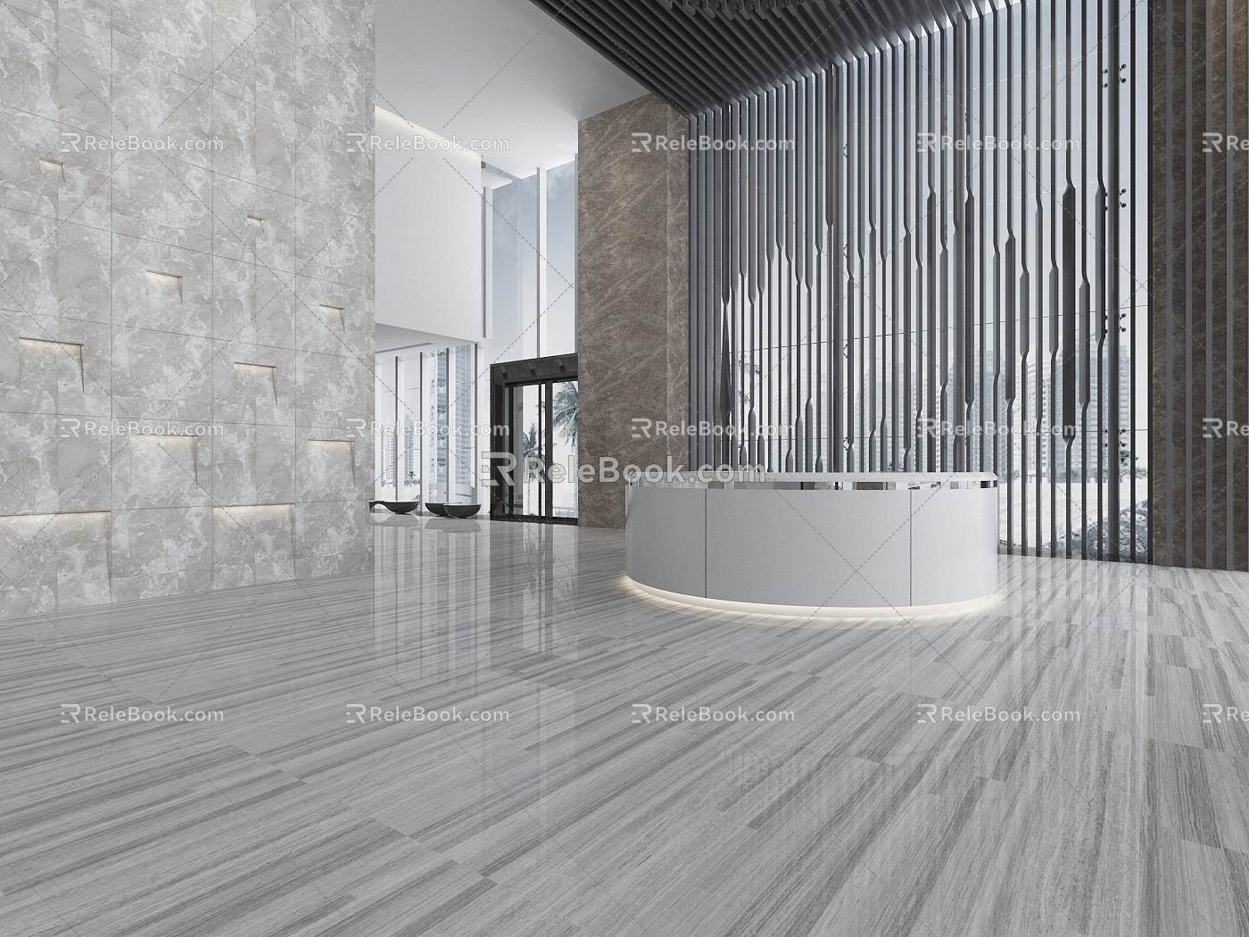 Modern Hall Office Building Entrance Hall 3d model