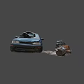 Wreck car with engine 3d model