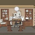 Modern Study Desk Bookcase Bookshelf Books 3d model