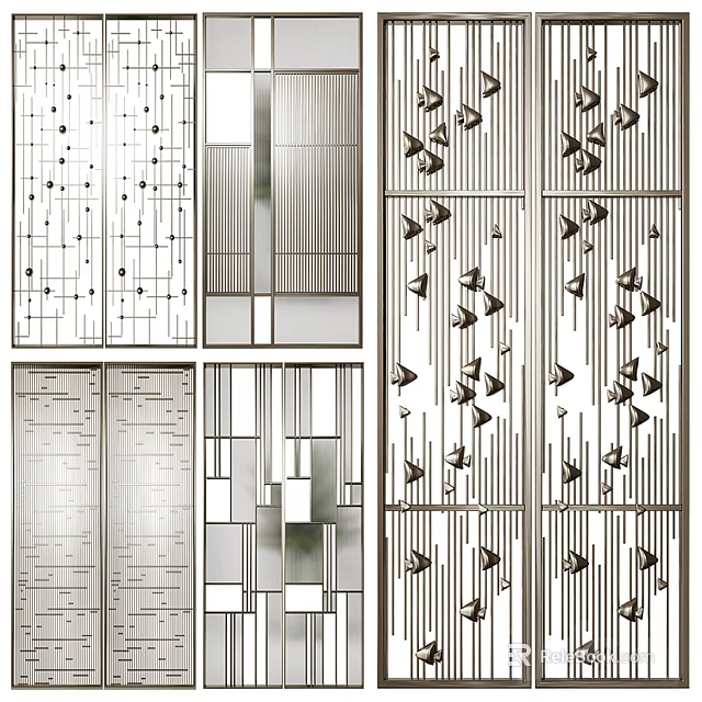 Modern Room Divider Designs With Geometric Patterns And Artistic Metal Decorative Elements 3d model