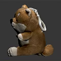 Comfy Brown Chair With Plush Shiba Inu Toy Decoration For Living Room