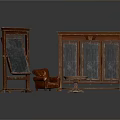 Wooden Framed Chalkboards With Brown Leather Chair And Small Table In Interior