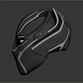 Striking Black Panther Mask With Metallic Texture And Blue Accents Futuristic Look