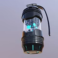 Futuristic Black Device With Transparent Body Blue LED Lights And Hanging Strap