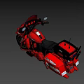 Red Police Motorcycle With Emergency Lights Storage Compartments And POLICE Markings
