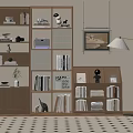 Modern Bookcase Display Cabinet Bookshelf Adult Solid Wood Open Bookcase Storage Cabinet Floor Bookcase Floor Lamp 3d model