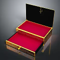 Elegant Black Gold Clothing Accessories Storage Box With Red Lining And Layered Design