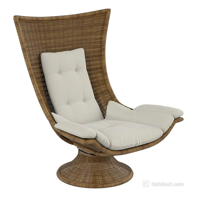 Wicker Outdoor Sofa With White Cushions And Comfortable Seating Design 3d model 