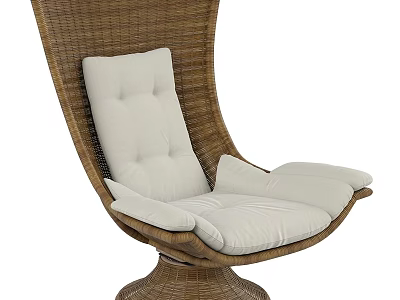 Wicker Outdoor Sofa With White Cushions And Comfortable Seating Design 3d model