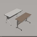 Foldable Rolling Desks With White And Wooden Tops And Metal Frames