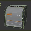 Futuristic Tech Device With Metallic Casing Blue Orange Panels And Display Screen
