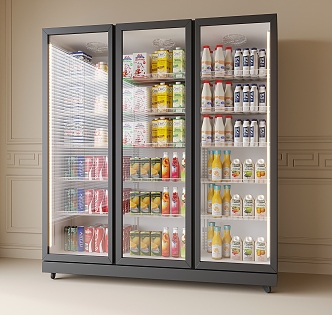 Modern Supermarket Beverage Freezer 3d model