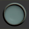 Light Blue Cup With Cute Panda Bamboo Leaf Design And Brown Rim