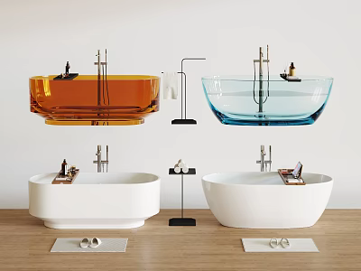 Modern Bathtubs With Different Colors And Faucets For Bathroom Decor 3d model