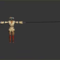 Sci Fi Cybernetic Warrior in Beige Robe With Orange Pants Red Boots And Dual Swords