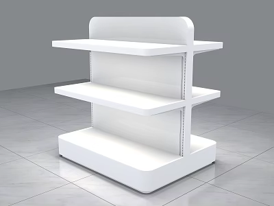 White Display Shelf with Multiple Layers for Retail Store Product 3d model