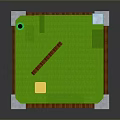 Pixel Style Layered Landscape With Green Grass Brown Soil And White Block Base