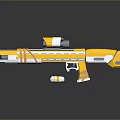 Futuristic Yellow White and Orange Sci-Fi Weapon With Modern Design Scope Straps and Grip