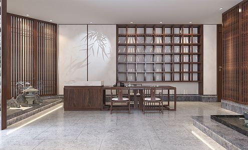 New Chinese Front Office Private Restaurant Front Office 3d model