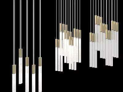 Modern Contemporary Hanging Chandeliers With White Glass And Gold Metal Accents 3d model
