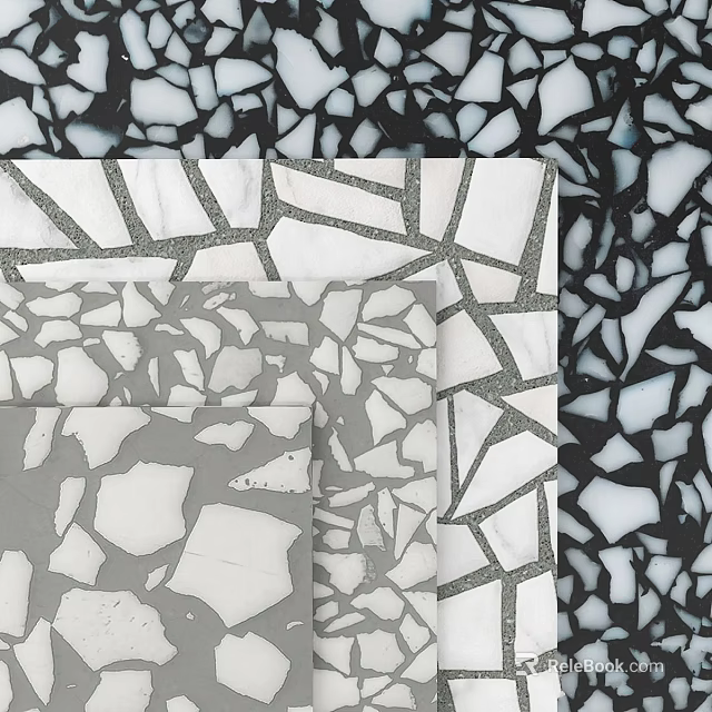 White Grey Black Terrazzo Components with Unique Texture Patterns for Interior Design 3d model 