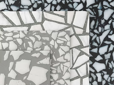 White Grey Black Terrazzo Components with Unique Texture Patterns for Interior Design 3d model