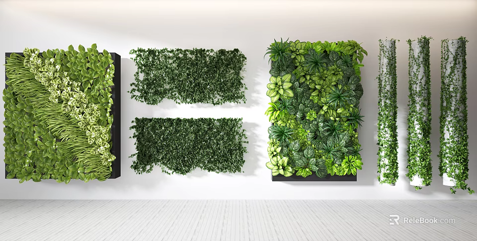 Indoor Living Plant Wall Decor With Various Greenery Designs And Arrangements 3d model 