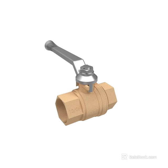 Durable Industrial Brass Ball Valve With Metal Handle And Threaded Ends 3d model 