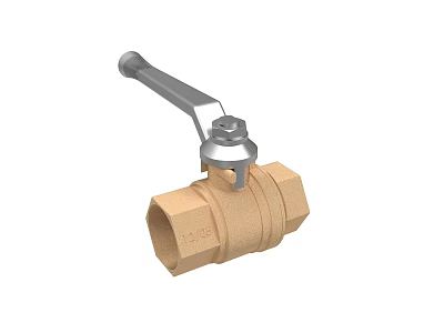 Durable Industrial Brass Ball Valve With Metal Handle And Threaded Ends 3d model