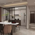 Modern Living And Dining Room Interior With TV Wall Sofa And Coffee Tables