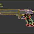 Futuristic Modern Pistol Design With Metallic Body Grip And Blue