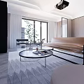 Modern Dining Living Room Interior With Sofa Dining Table And Lighting