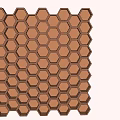 Symmetrical Honeycomb Decorative Cabinet With Hexagonal Structure Brown Tones In Light Pink Background