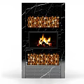 Modern Fireplace With Black Marble Surround Wood Logs And Burning Fire
