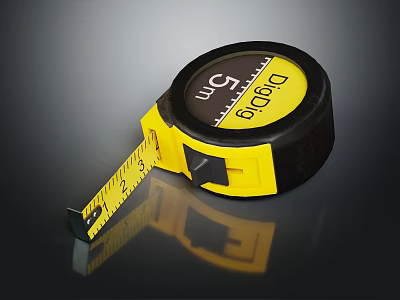 Professional Hardware Tool Yellow Black Digita Tape Measure 5m Length with Clear Scale Markings 3d model