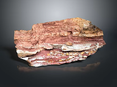 Natural Layered Rock Landscape With Red Brown Hues And Varied Textures Reflecting On Dark Surface 3d model