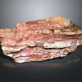 Natural Layered Rock Landscape With Red Brown Hues And Varied Textures Reflecting On Dark Surface