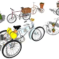 Assorted Stylish Vintage Bicycles With Flower Baskets And Plant Decorations