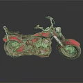 Vintage Red Motorcycle With Rustic Patina Classic Design Black Seat And Spoked Wheels