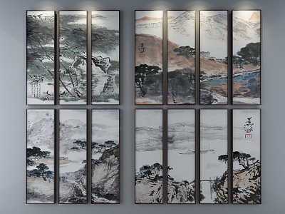 New Chinese Landscape Painting Decorative Painting 3d model